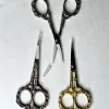 Ciseaux de précision 11 cm vintage avec motif floral – lames acier inoxydable pour couture, broderie et travaux textiles, disponible en argent, doré et bronze