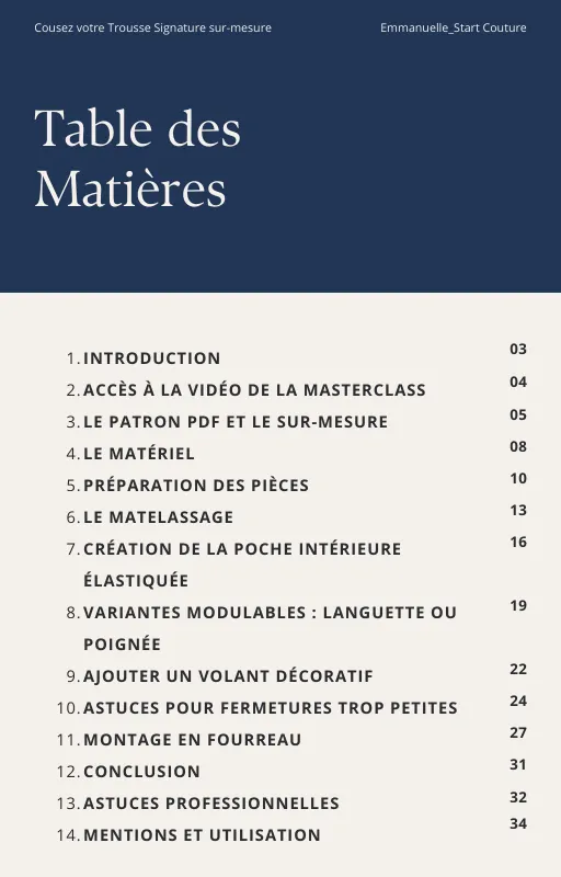 Cousez votre trousse sur mesure - Ebook + patron PDF