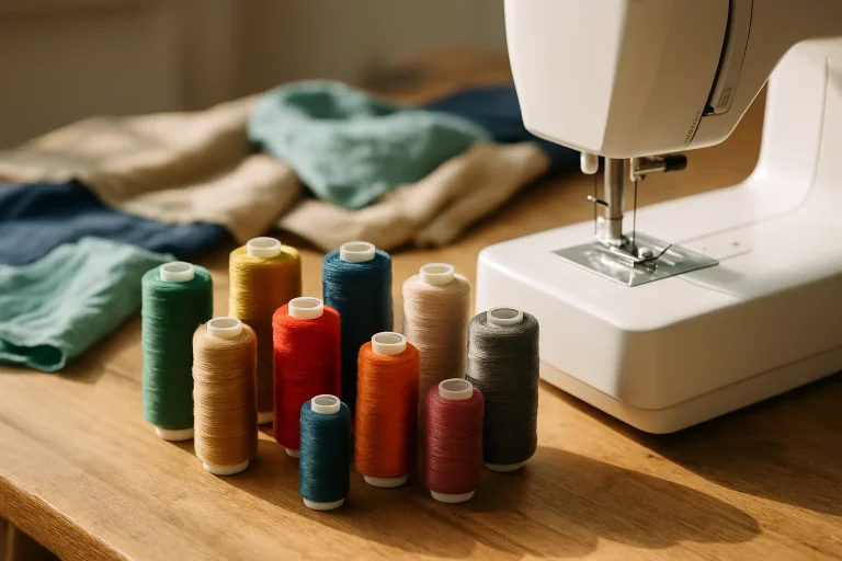 Bobines de fil à coudre de différentes couleurs et épaisseurs, pour choisir celui qui convient à son projet de couture