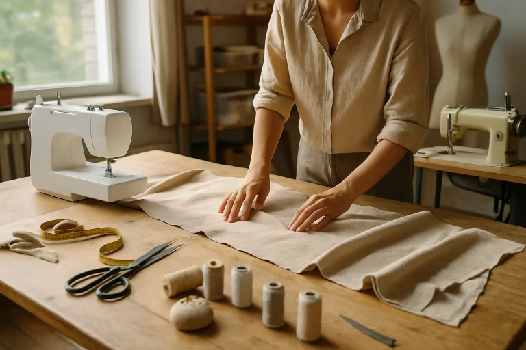 Atelier de couture illustrant l'histoire du patronage entre savoir-faire traditionnel et techniques modernes